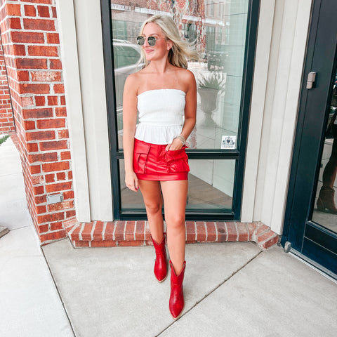 Rocking Red Leather Shorts