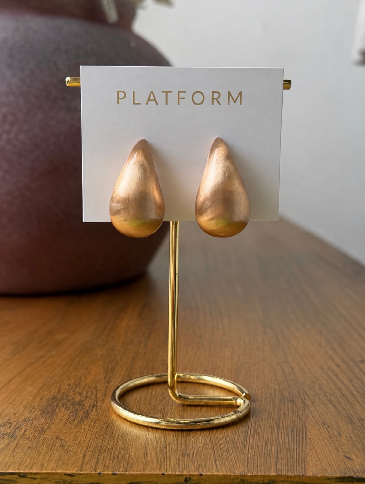 Matte Gold Tear Drop Earrings