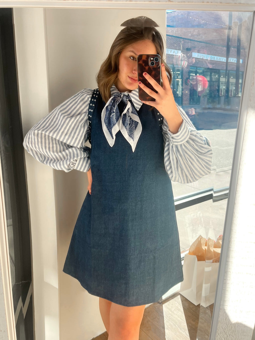 Studded Denim Dress