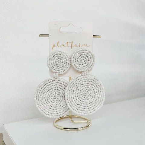 White Beaded Earrings