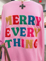 Pink Merry Everything Christmas Top