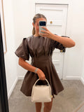Cocoa Luxe Leather Dress