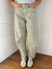 Cleo Leopard Barrel Leg Pant