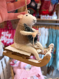Mouse on a sled ornament