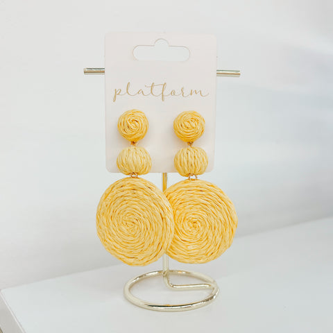 Yellow Three Tiered Circle Earrings