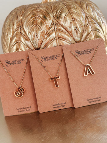 Hollow Initial Necklace