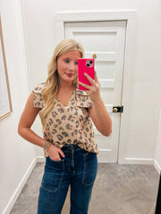 Bronze Leopard Bow Blouse