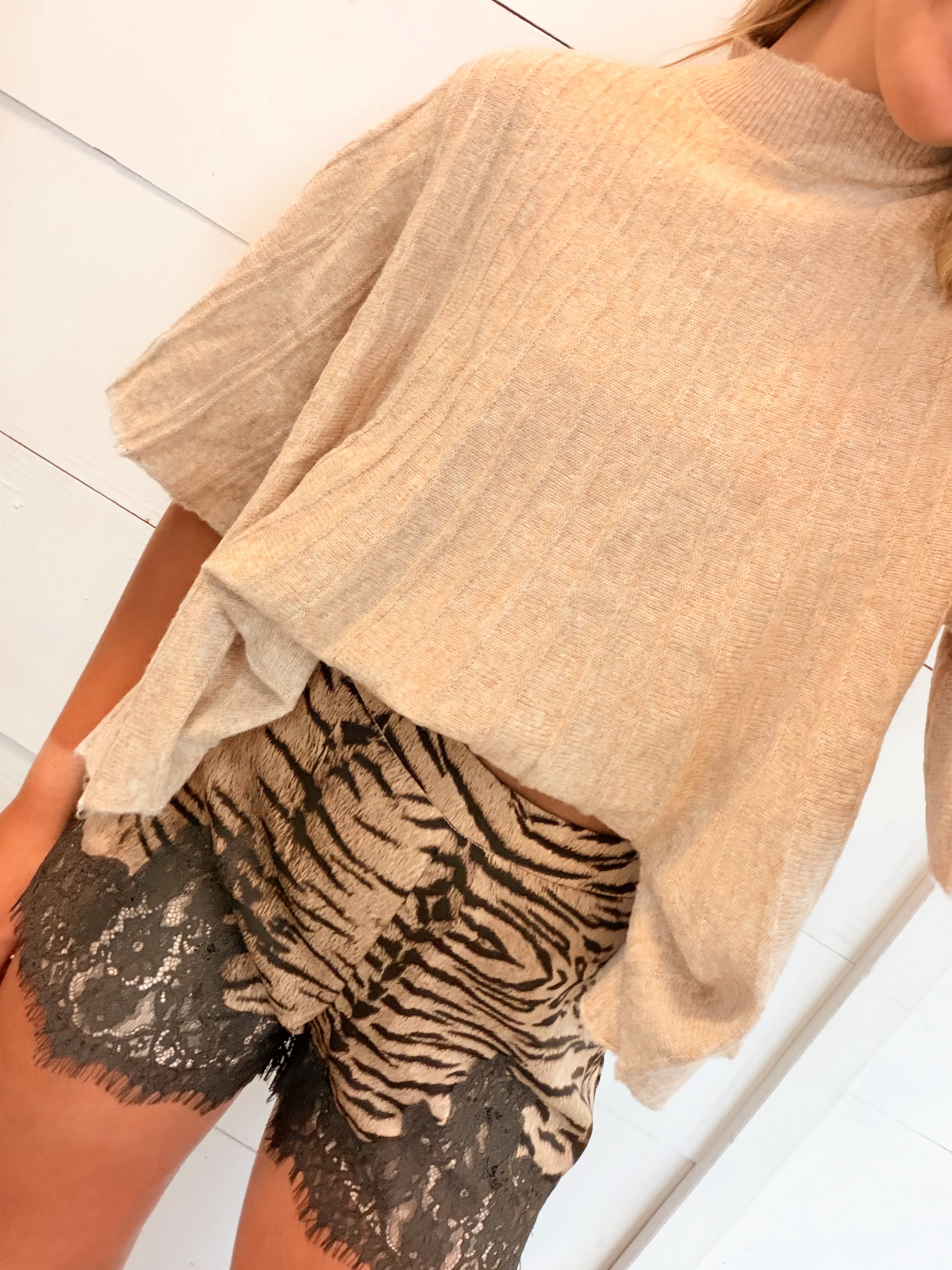 Staying Wild Lace Trim Shorts