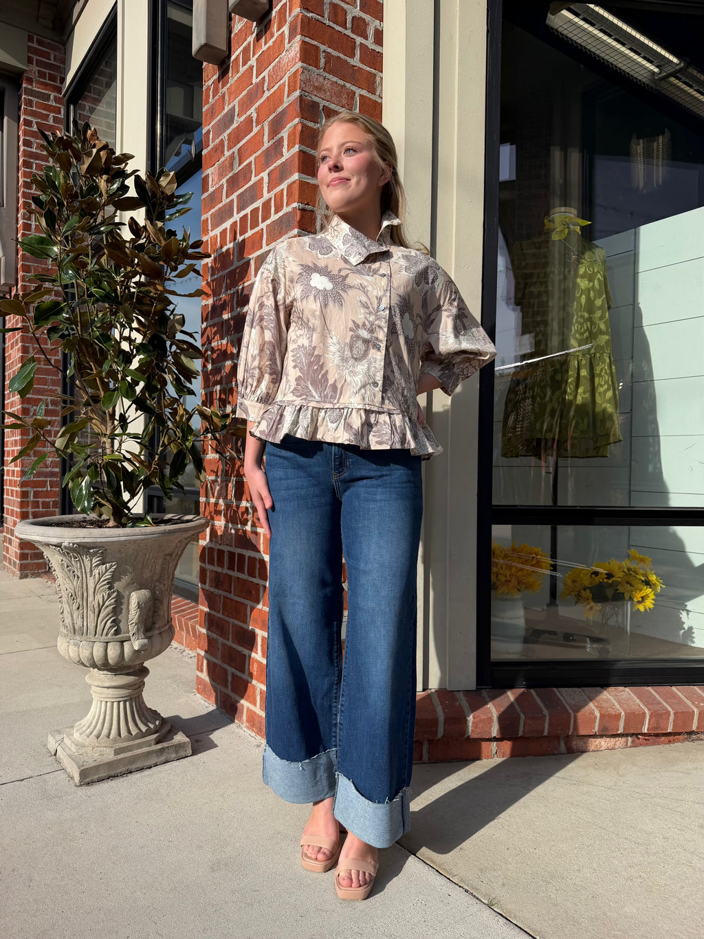 The Rae Cut Cuffed Wide Leg Jeans