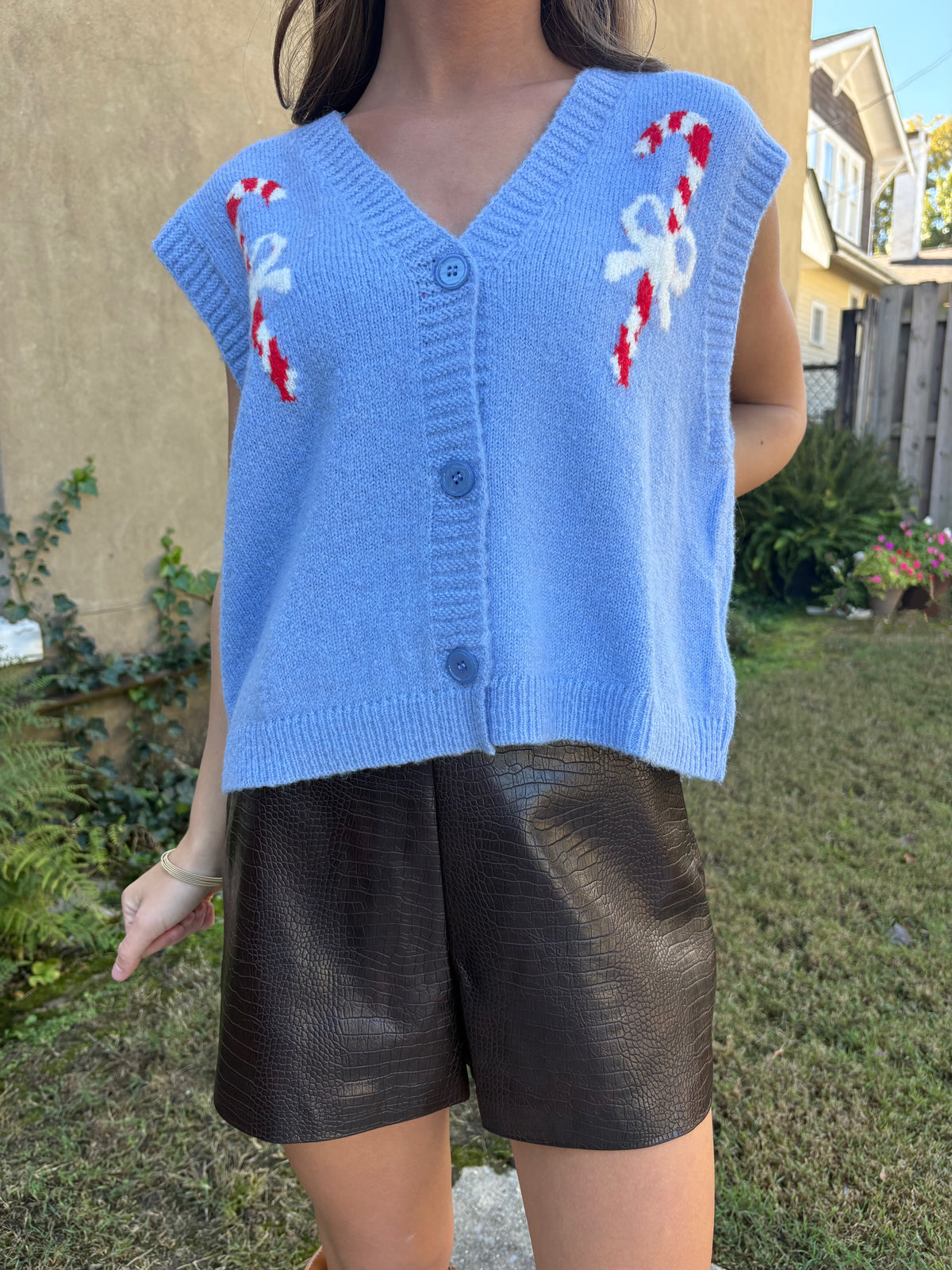 Blue Candy Cane Sweater Vest