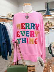 Pink Merry Everything Christmas Top