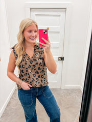 Bronze Leopard Bow Blouse