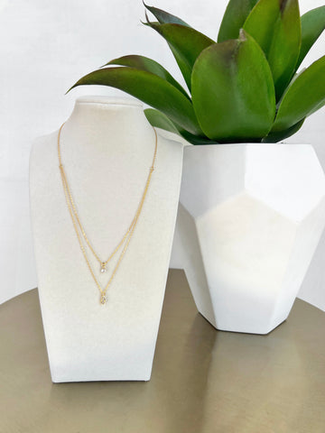Gold Dipped Double Charm Necklace