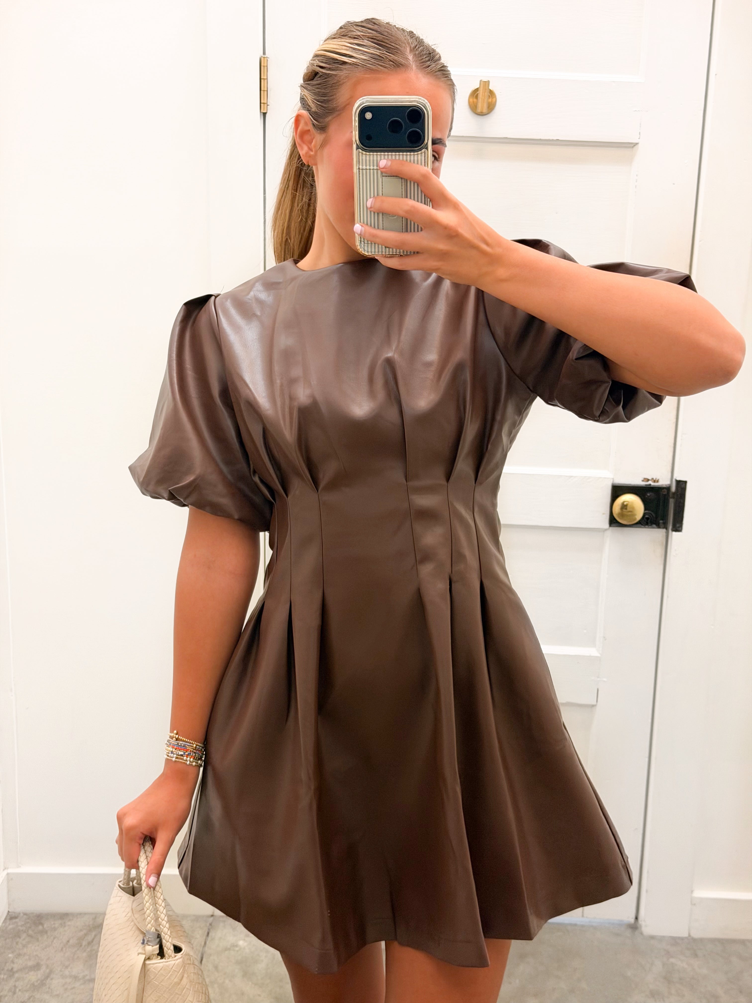 Cocoa Luxe Leather Dress