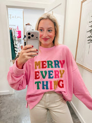 Pink Merry Everything Christmas Top