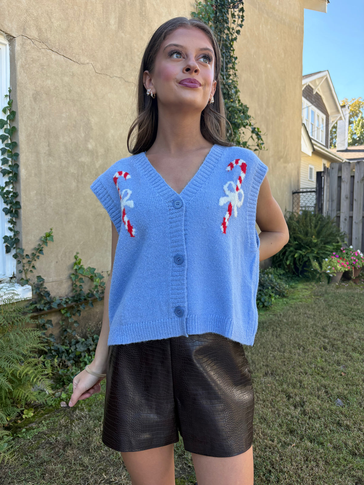 Blue Candy Cane Sweater Vest
