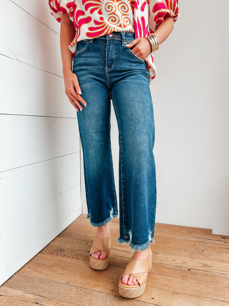 Quinn Mid Rise Crop Flare Jeans