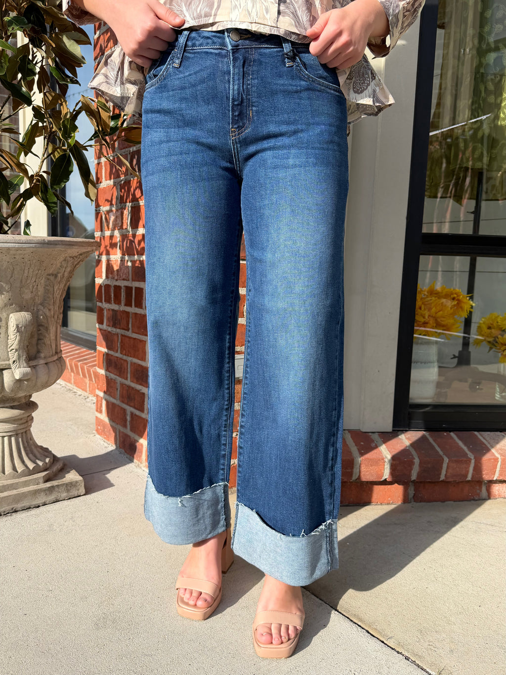 The Rae Cut Cuffed Wide Leg Jeans