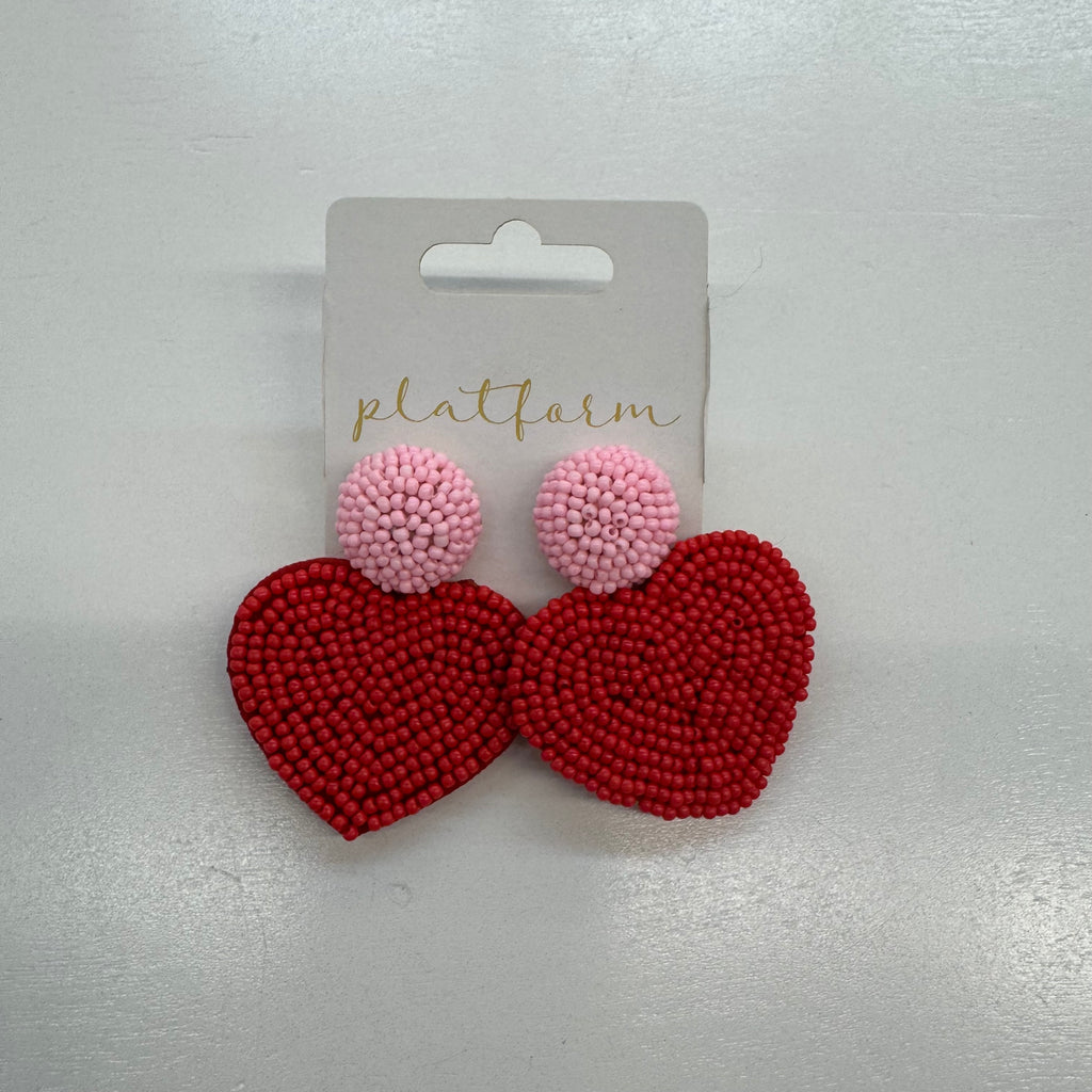 Beaded Hearts Earrings