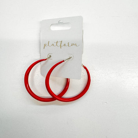 Red Hoop Earrings