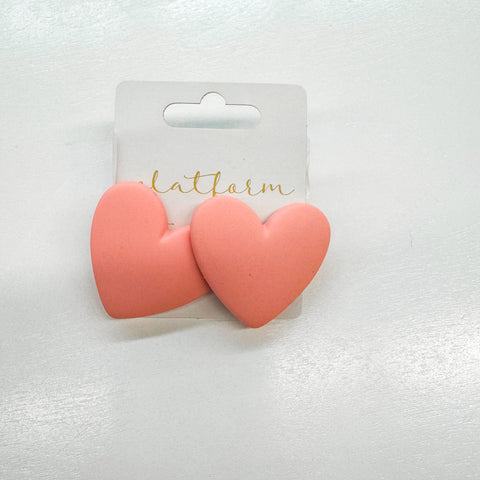 Solid Pink Heart Earrings