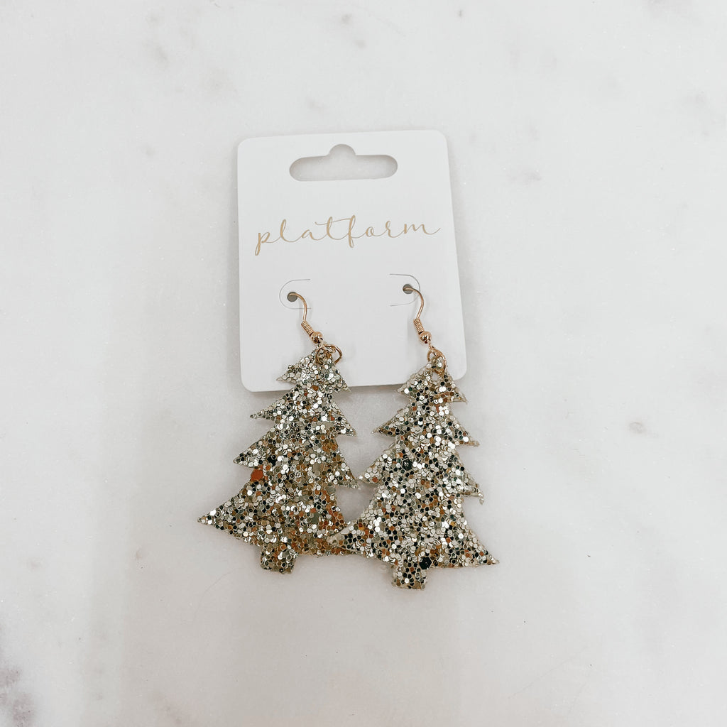 Gold Sparkle Tree Earrings