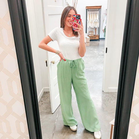 Green Tea Linen Pants