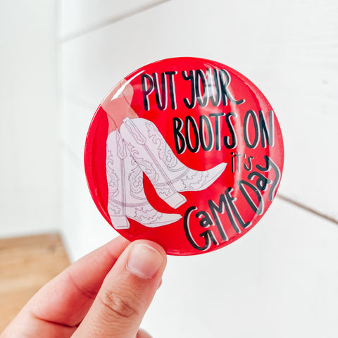 Put Your Boots On Button