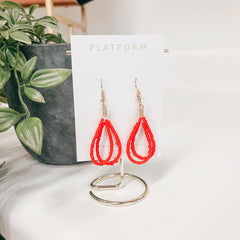 Beaded Oval Earrings