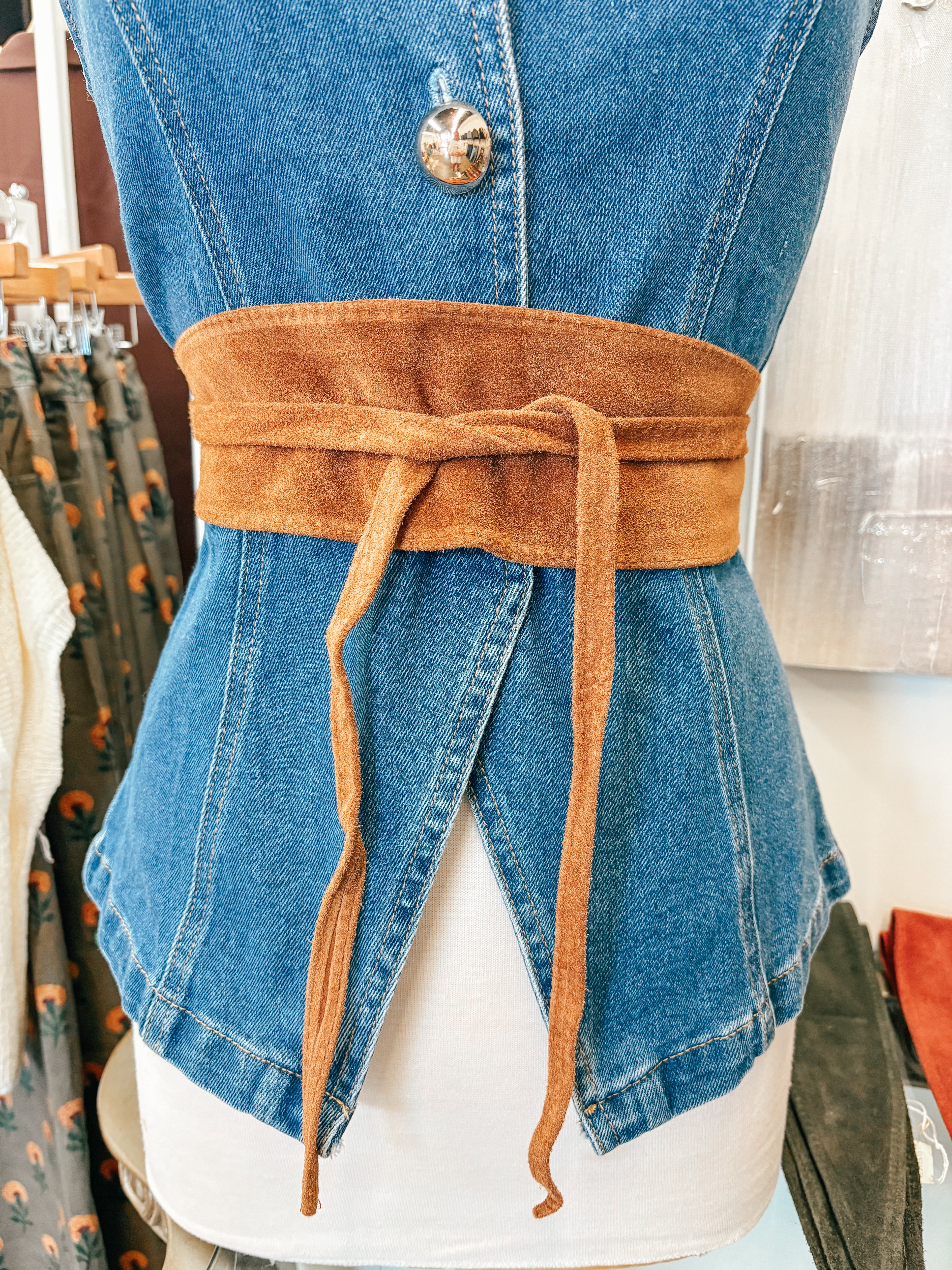 Mary Jane Suede Genuine Leather Belt
