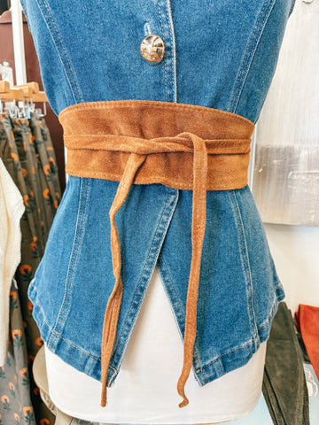 Mary Jane Suede Genuine Leather Belt