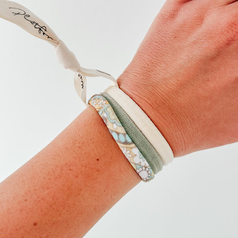 Seamless Hair Tie Sage Cream Bundle