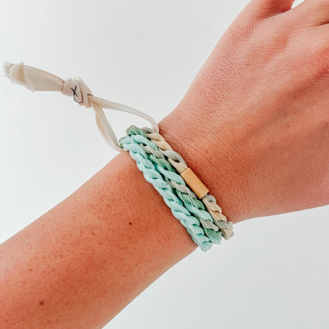 Seamless Hair Tie Teal Braided Bundle