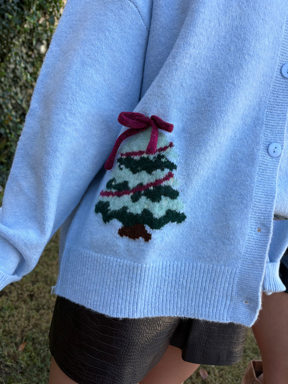 Light Blue Christmas Tree Sweater