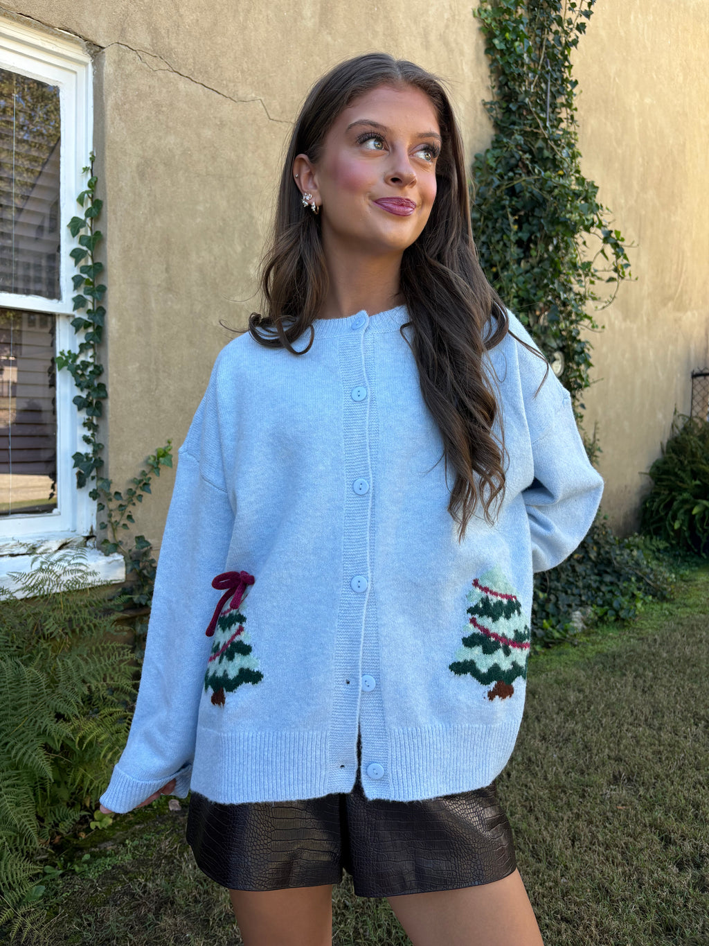 Light Blue Christmas Tree Sweater