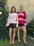 Pink Striped Long Sleeve Sweater