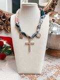 Aces Scarf Cross Pendant Necklace
