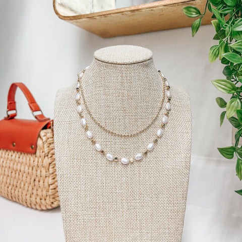Paisley Layered Pearl Necklace