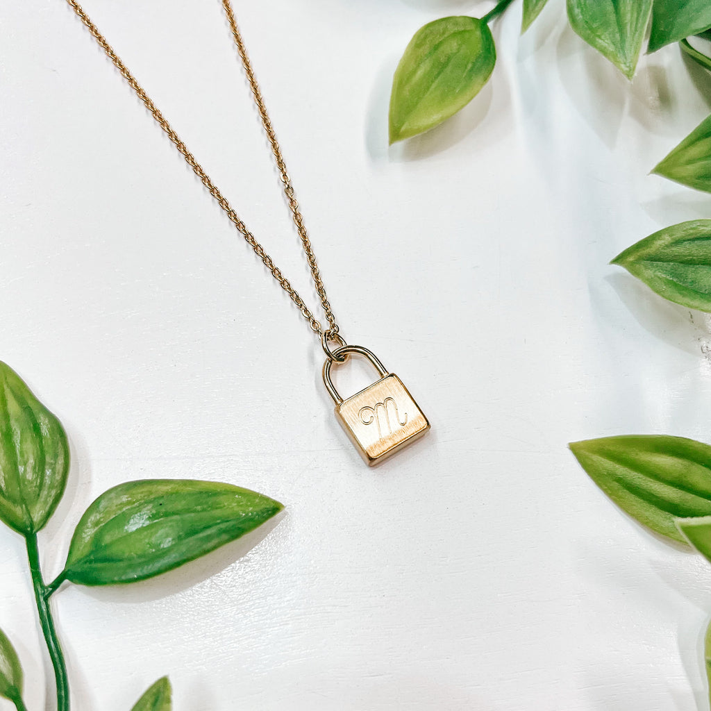 Stay Golden Initial Lock Necklace