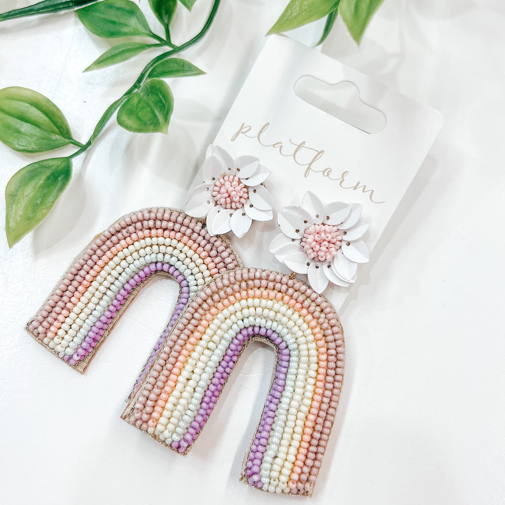 Pastel Rainbow Beaded Earrings