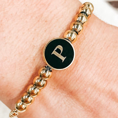 Bracha Gold Beaded Initial Bracelet