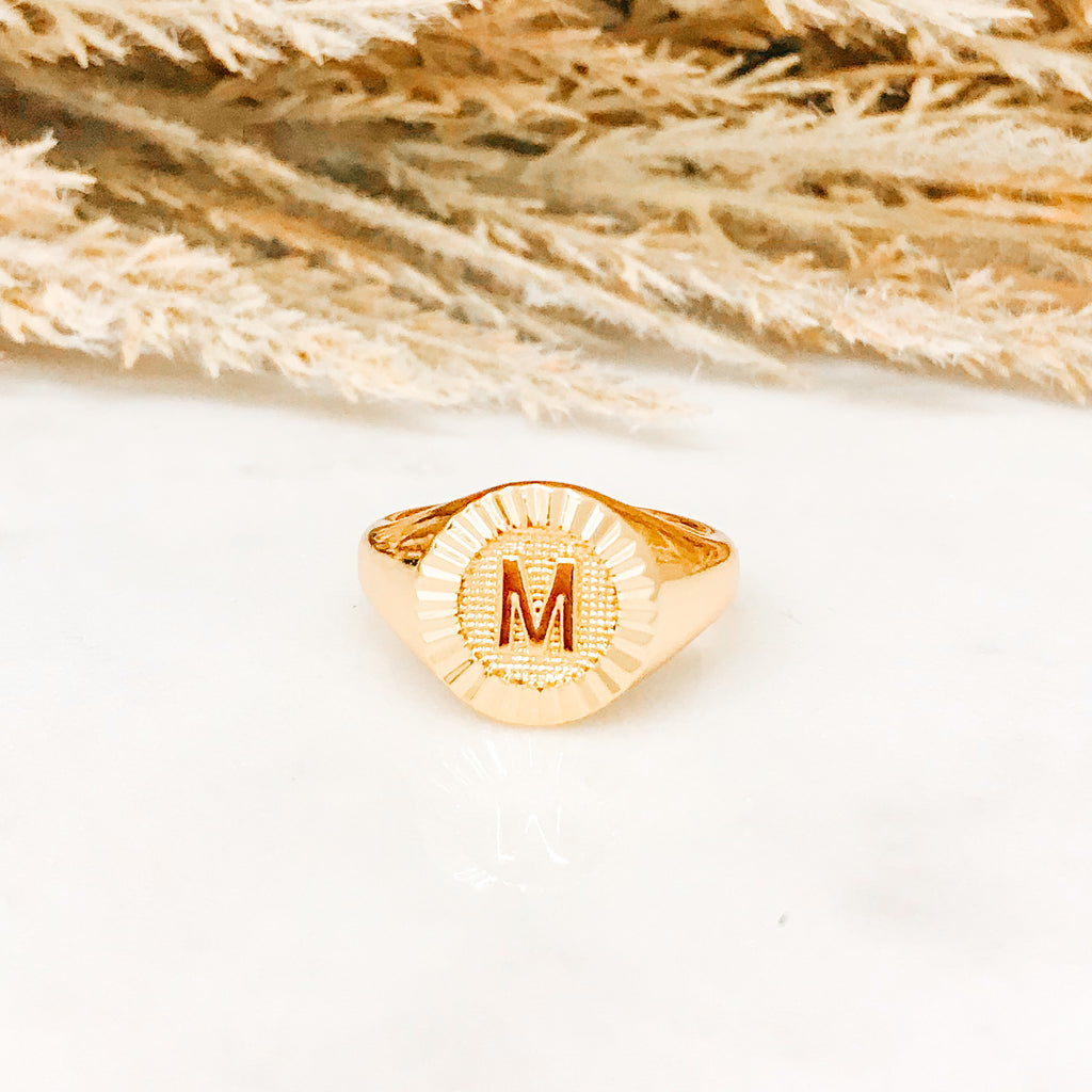 Bracha Medallion Initial Ring