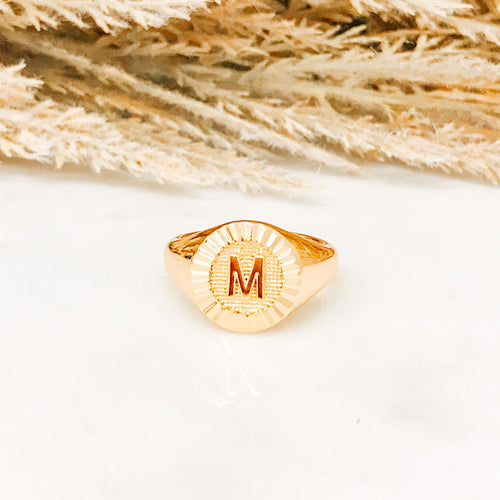 Bracha Medallion Initial Ring