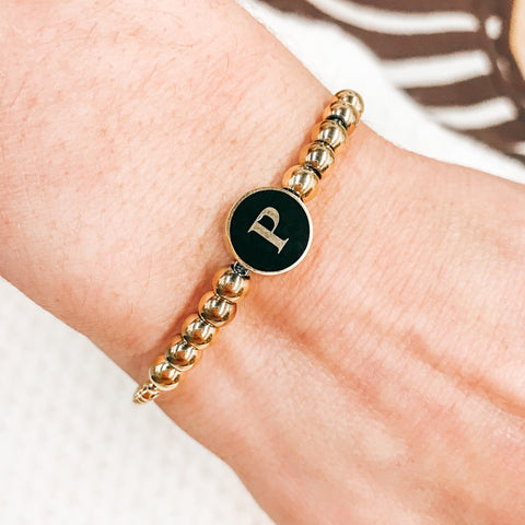 Bracha Gold Beaded Initial Bracelet