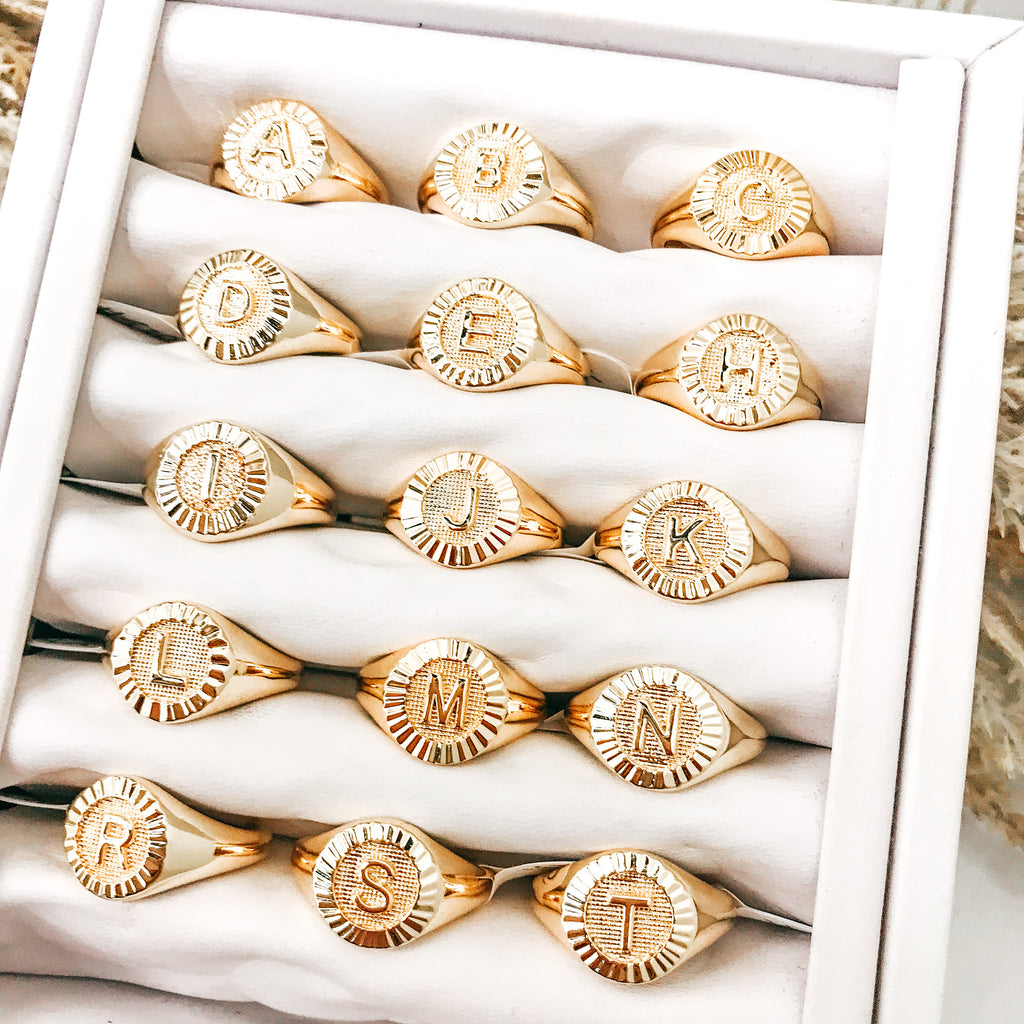 Bracha Medallion Initial Ring