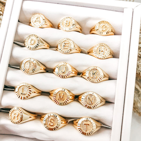 Bracha Medallion Initial Ring